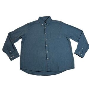 Eddie Bauer Men's Cotton Herringbone Design Button Down Shirt Size boys Large